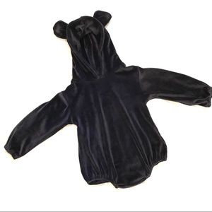 Little Sun | Deep Blue Velvet Bear Onesie Size 12M